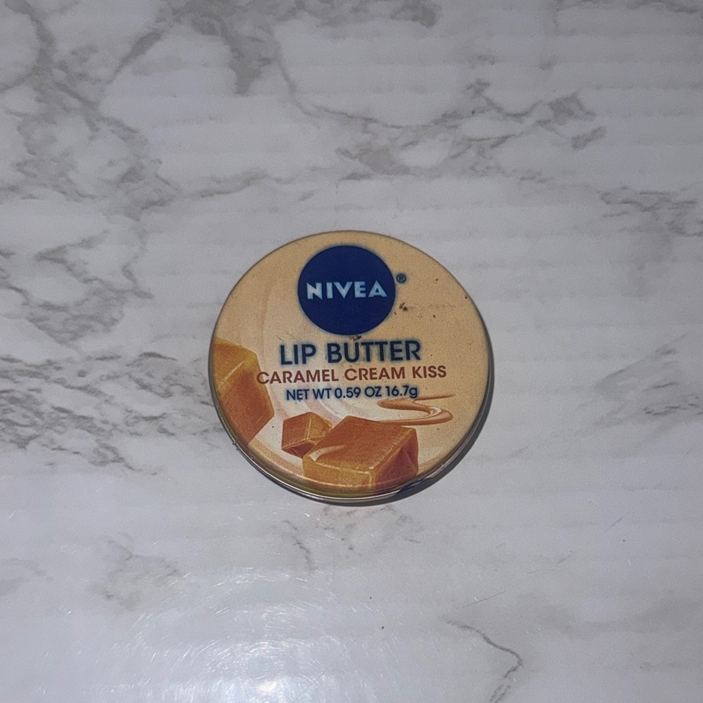 Nivea Lip Butter Caramel Cream Kiss lip butter .59 oz tin can discontinued